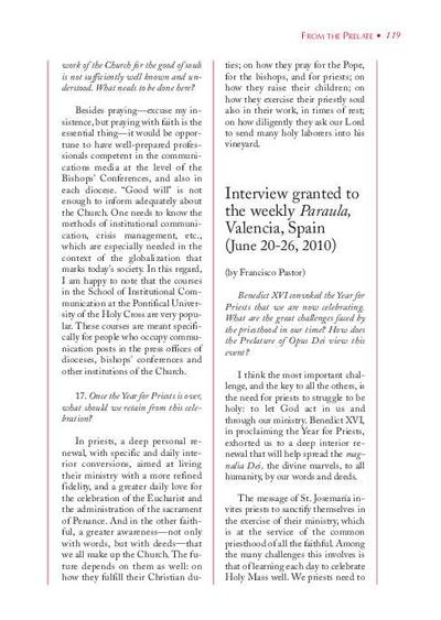 Interview granted to the weekly «Paraula», Valencia, Spain (June 20-26, 2010) [Entrevista realizada por Francisco Pastor]. [Artículo de revista]