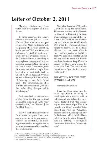 Pastoral Letter (October  2, 2011). [Journal Article]