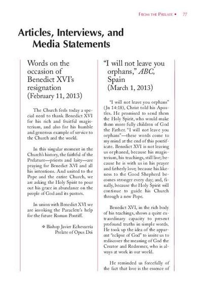 Words on the occasion of Benedict XVI's resignation (February 11, 2013). [Artículo de revista]