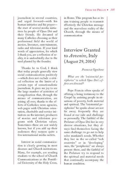 Interview Granted to «Avvenire», Italia (August 29, 2014) [interview by Francesco Ognibene]. [Journal Article]