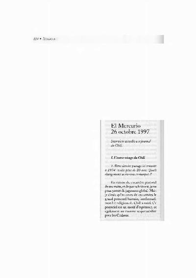 Interview accordée a ce journal du Chili «El Mercurio», Santiago de Chile (26-X-1997). [Journal Article]