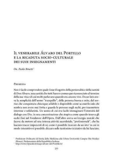 Il venerabile Álvaro del Portillo e la ricaduta socio-culturale dei suoi insegnamenti. [Book Section]