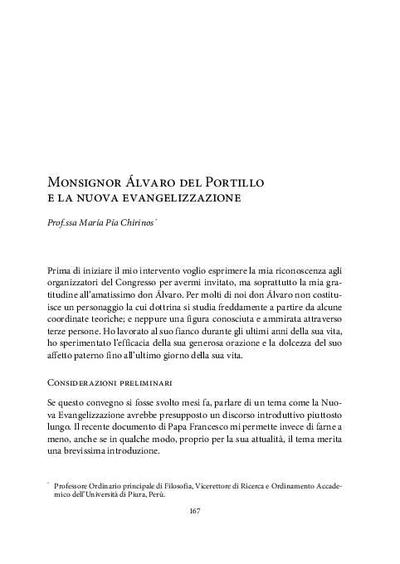 Monsignor Álvaro del Portillo e la nuova evangelizzazione. [Book Section]
