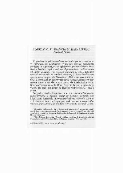 López-Amo. El tradicionalismo liberal-organicista. [Journal Article]