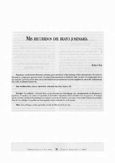 Mis recuerdos del Beato Josemaría. [Journal Article]