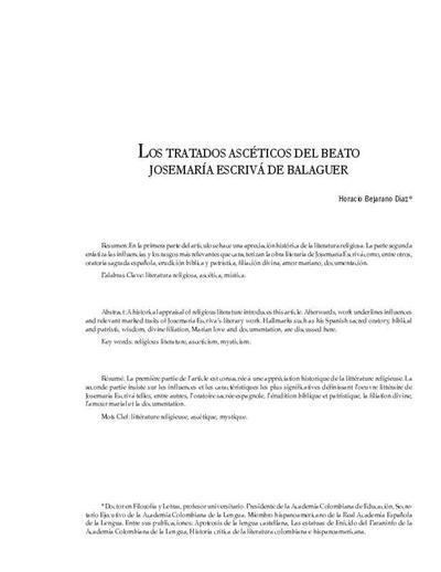 Los tratados ascéticos del Beato Josemaría Escrivá de Balaguer. [Artículo de revista]