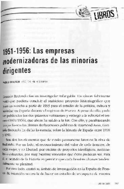 1951-1956: Las empresas modernizadoras de las minorías dirigentes. [Artículo de revista]