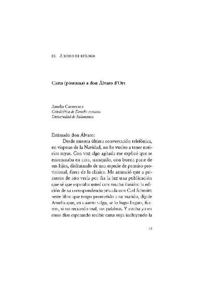 Carta (póstuma) a don Álvaro d’Ors. [Parte de un libro]