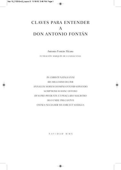 Claves para entender a don Antonio Fontán. [Folleto]