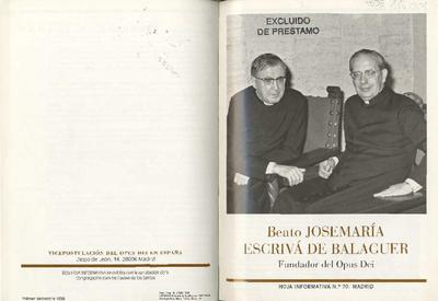 Hoja informativa: Beato Josemaría Escrivá de Balaguer, fundador del Opus Dei. Nº 20. [Folleto]