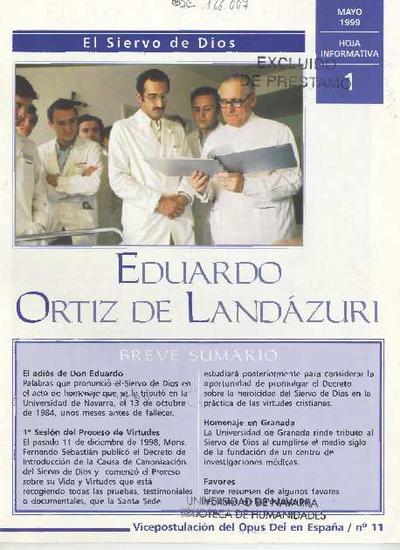El siervo de Dios Eduardo Ortiz de Landázuri: hoja informativa. Nº 1. [Brochure]
