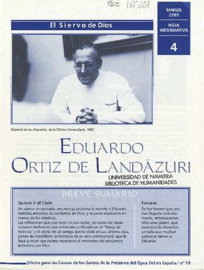 El siervo de Dios Eduardo Ortiz de Landázuri: hoja informativa. Nº 4. [Brochure]