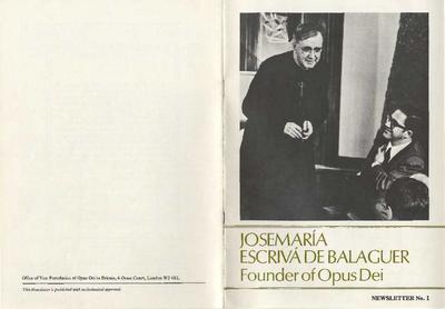Josemaría Escrivá de Balaguer, Founder of Opus Dei. Newsletter No. 1. [Brochure]