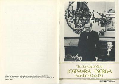 The Servant of God Josemaría Escrivá, Founder of Opus Dei. Newsletter No. 6. [Folleto]