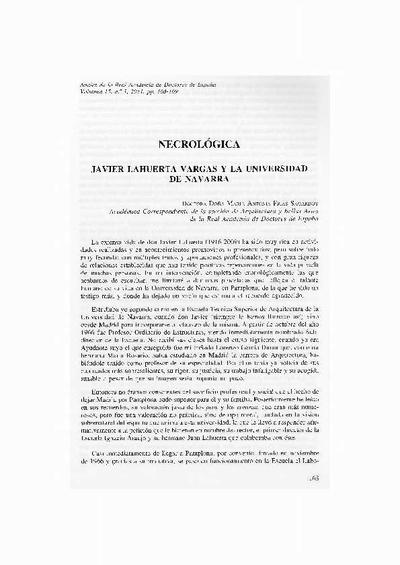 Javier Lahuerta Vargas y la Universidad de Navarra (1916-2009). [Journal Article]