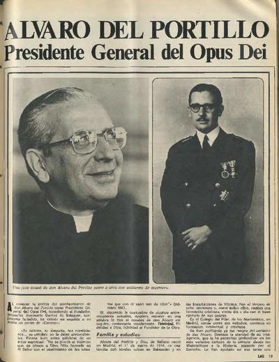 Álvaro del Portillo Presidente General del Opus Dei. [Artículo de revista]