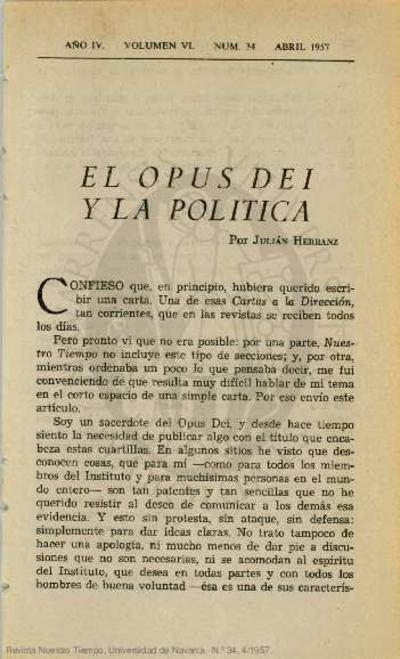 El Opus Dei y la política. [Journal Article]