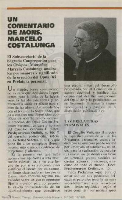 Un comentario de Mons. Marcelo Costalunga. [Journal Article]