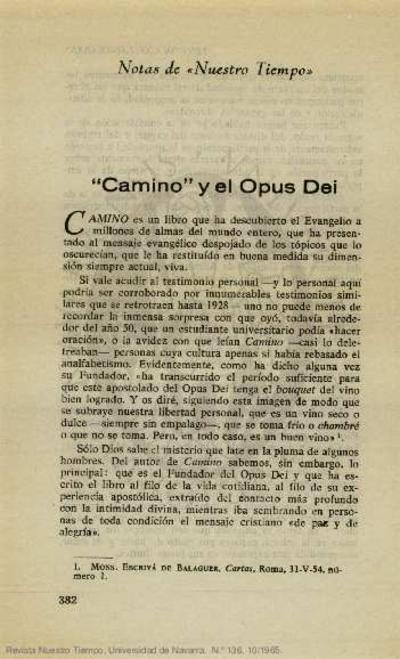«Camino» y el Opus Dei. [Journal Article]