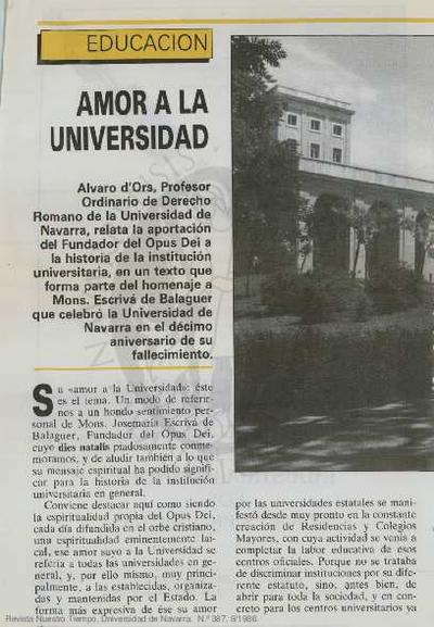 Amor a la Universidad. [Journal Article]