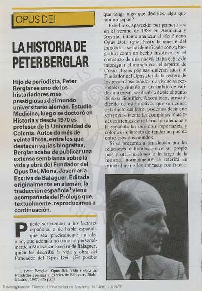 La historia de Peter Berglar. [Artículo de revista]