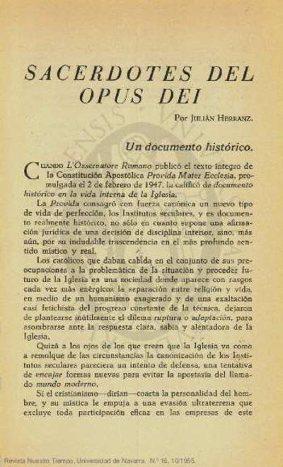 Sacerdotes del Opus Dei. [Journal Article]