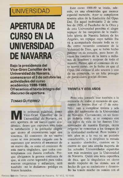 Apertura de curso en la Universidad de Navarra. [Journal Article]