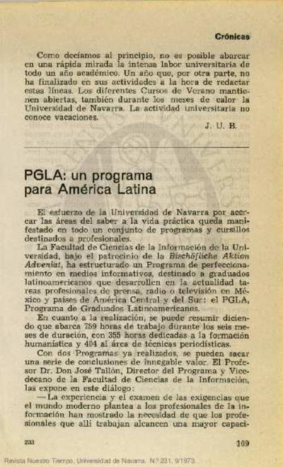 PGLA: un programa para América Latina. [Journal Article]