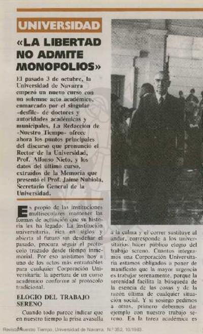 «La libertad no admite monopolios». [Journal Article]