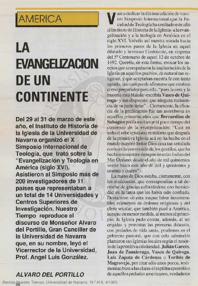 La evangelización de un continente. [Journal Article]