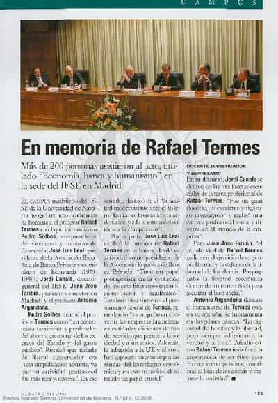 En memoria de Rafael Termes. [Journal Article]