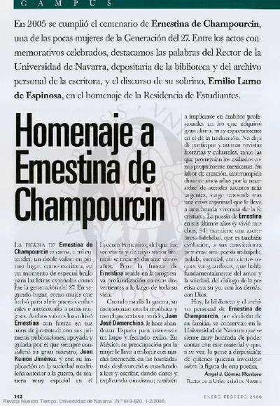 Homenaje a Ernestina de Champourcin. [Artículo de revista]