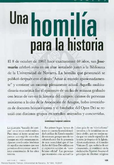 Una homilía para la historia. [Journal Article]