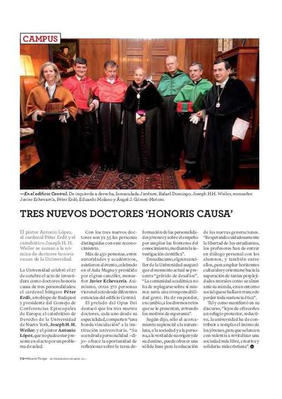 Tres nuevos doctores «honoris causa». [Artículo de revista]