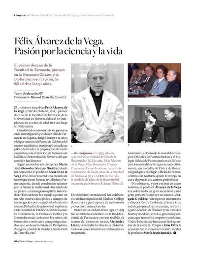 Félix Álvarez de la Vega. Pasión por la ciencia y la vida. [Artículo de revista]