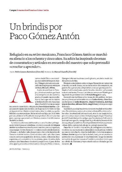 Un brindis por Paco Gómez Antón. [Journal Article]