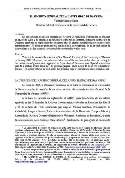 El Archivo General de la Universidad de Navarra. [Journal Article]