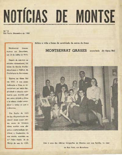 Notícias de Montse sobre a vida e fama de santidade da Serva de Deus Montserrat Grases associada do Opus Dei. Número 5. [Folleto]