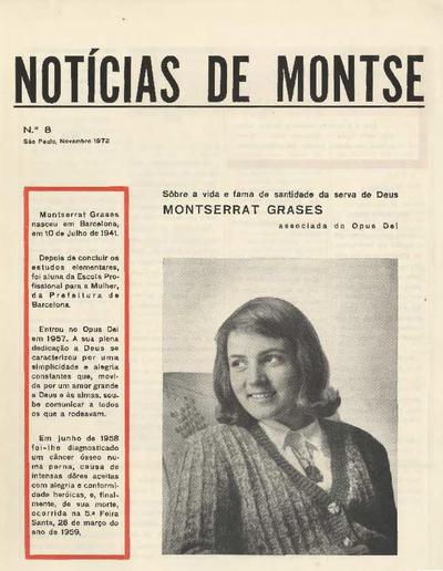 Notícias de Montse sobre a vida e fama de santidade da Serva de Deus Montserrat Grases associada do Opus Dei. Número 8. [Folleto]