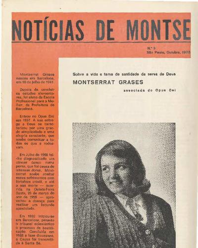 Notícias de Montse sobre a vida e fama de santidade da Serva de Deus Montserrat Grases associada do Opus Dei. Número 9. [Folleto]