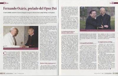 Fernando Ocáriz, prelado del Opus Dei. [Artículo de revista]