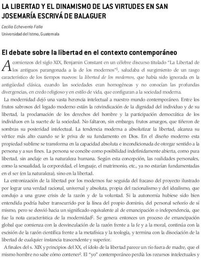 La libertad y el dinamismo de las virtudes en san Josemaría Escrivá de Balaguer. [E-Book Section]