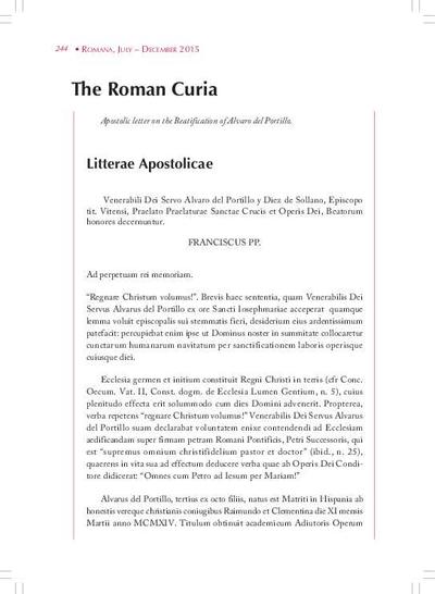 Litterae Apostolicae Venerabili Dei Servo Álvaro del Portillo y Diez de Sollano. [Journal Article]