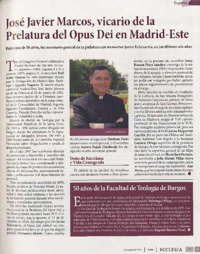 José Javier Marcos, vicario de la Prelatura del Opus Dei en Madrid-Este. [Artículo de revista]