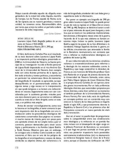 [Recensión sobre: Laureano López Rodó. Biografía política de un Ministro de Franco (1920-2000)]. [Journal Article]