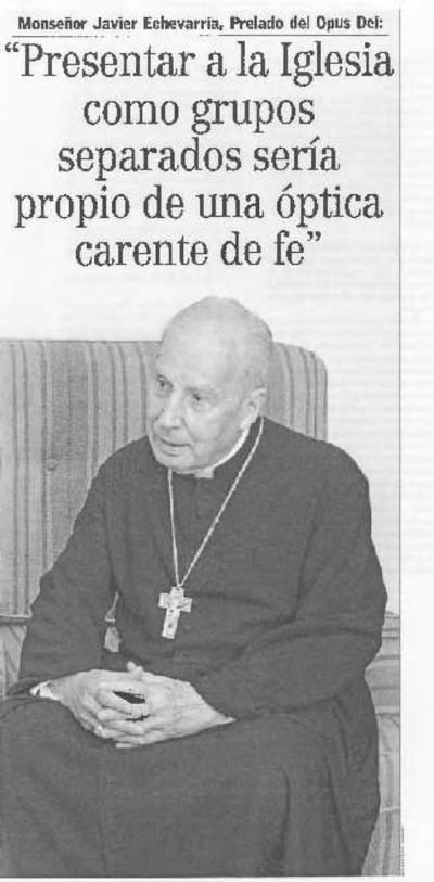 «Presentar a la Iglesia como grupos separados sería propio de una óptica carente de fe» [Entrevista realizada por Boris Pinto Martín]. [Artículo de periódico]