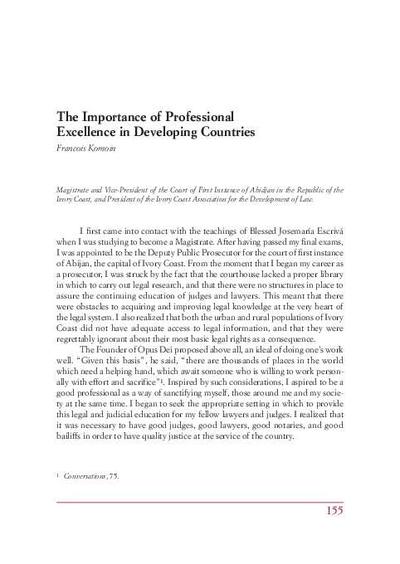 The Importance of Professional Excellence in Developing Countries. [Book Section]