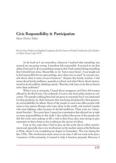 Civic Responsibility & Participation. [Parte de un libro]