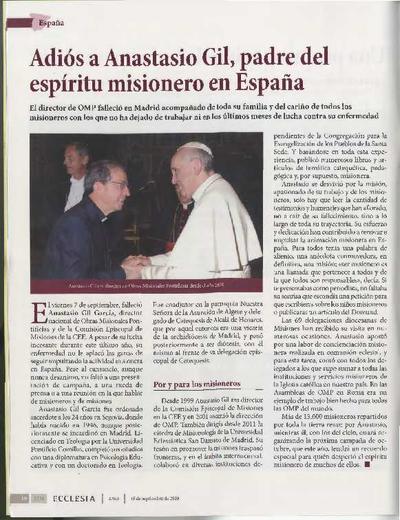 Adiós a Anastasio Gil, padre del espíritu misionero en España. [Journal Article]