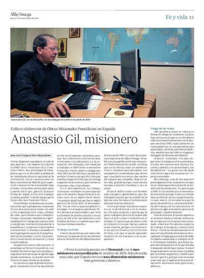Anastasio Gil, misionero. [Artículo de revista]